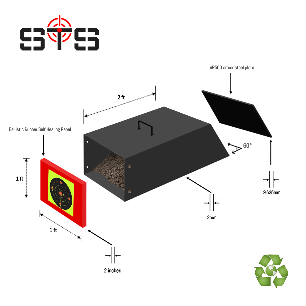 Mobile Bullet Trap up to 9mm and 0.4 calibers