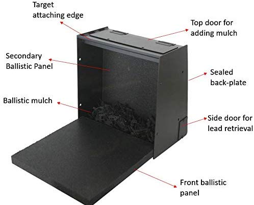 Bullet Trap 12 x 12 Ballistic Rubber Face, Enclosed to Keep Lead Dust Inside, for .22, 9 mm.45 Caliber